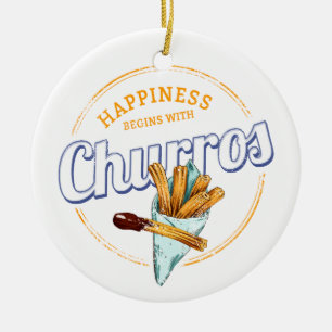 Churros Snack  Dessert Retro Street Food Keramisch Ornament
