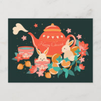 Chuseok Mid-Autumn Festival Teapot en Bunnies
