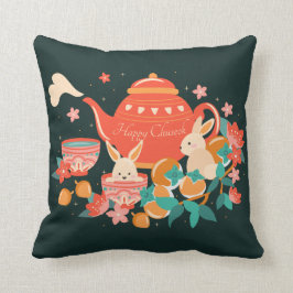 Chuseok Mid-Autumn Festival Teapot en Bunnies Kussen