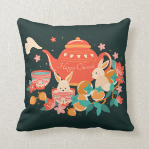 Chuseok Mid-Autumn Festival Teapot en Bunnies Kussen