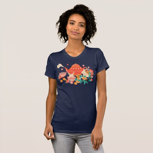 Chuseok Mid-Autumn Festival Teapot en Bunnies T-shirt (Voorkant volledig)