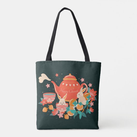 Chuseok Mid-Autumn Festival Teapot en Bunnies Tote Bag (Achterkant)