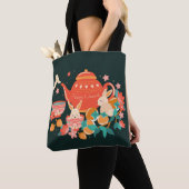 Chuseok Mid-Autumn Festival Teapot en Bunnies Tote Bag (Dichtbij)