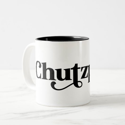 Chutzpah Yiddish Humor Tweekleurige Koffiemok (Voorkant links)