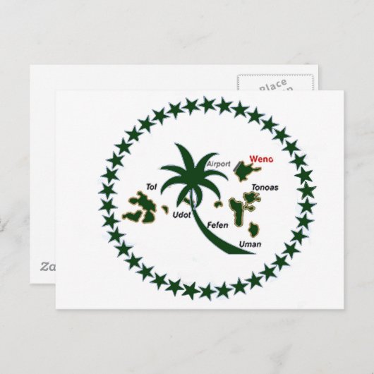 Chuuk Flag Briefkaart (Voorkant / Achterkant)