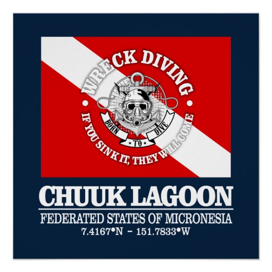 Chuuk Lagoon (beste wrakken) Perfect Poster (Voorkant)