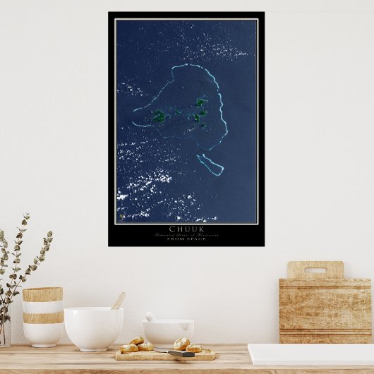 Chuuk Truk Lagoon Micronesia Satellite Map Poster (Keuken)