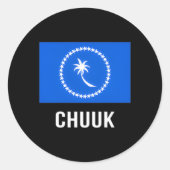 Chuuk Vlag Chukese Ronde Sticker (Voorkant)