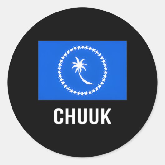 Chuuk Vlag Chukese Ronde Sticker (Voorkant)