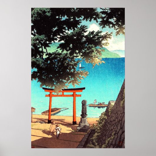 Chuzenji Temple bij Utagahama Beach Kawase Hasui Poster (Voorkant)