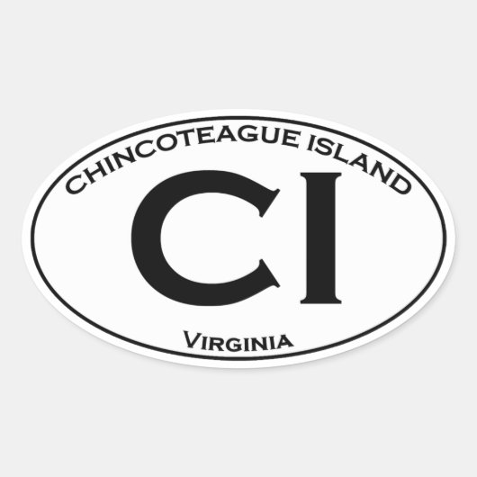 CI - Chincoteague Island Oval Logo Ovale Sticker (Voorkant)