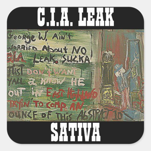 CIA LEAK SATIVA VIERKANTE STICKER (Voorkant)