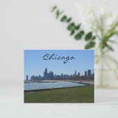 ciago skyline blauw briefkaart (Staand voorkant)