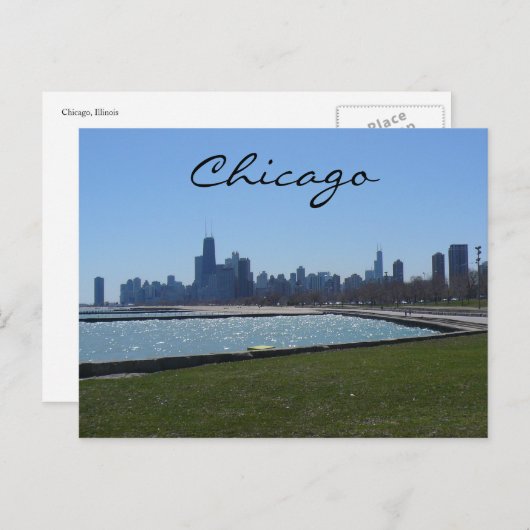 ciago skyline blauw briefkaart (Voorkant / Achterkant)