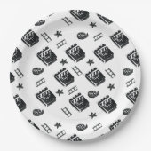 Ciak Patroon met bioscoopsymbolen en klapperbord Papieren Bordje (Voorkant)