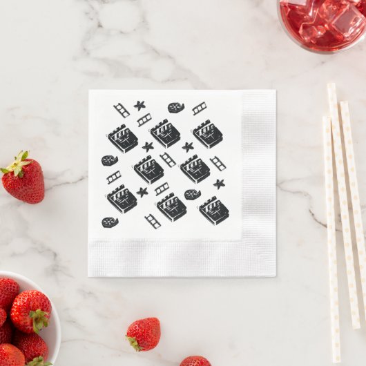 Ciak Patroon met bioscoopsymbolen en klapperbord Servet (Insitu)