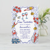 Ciao 20s Italian Seafood Wine Dinner 30th Birthday Kaart (Staand voorkant)