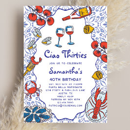 Ciao 30s Italian Seafood Wine Dinner 40th Birthday Kaart