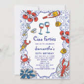 Ciao 40s Italian Seafood Wine Dinner 50th Birthday Kaart (Voorkant)