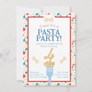 Ciao 4e Verjaardag Pasta Party Italiaans Boog Uitn Kaart
