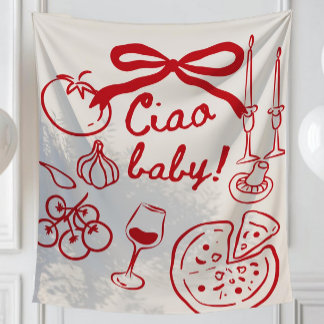 Ciao Baby Achtergrond, met de hand getekende Itali Wandkleed