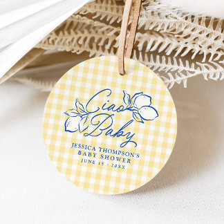 Ciao Baby Amalfi Citroen Blauwe & Gele Babyborrel Bedankjes Labels