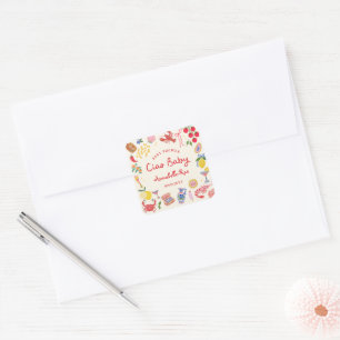 Ciao Baby Baby Shower Persoonlijke Italiaanse gest Vierkante Sticker