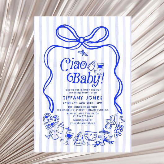 Ciao Baby Blauw Italiaans Citroenen Baby shower Kaart