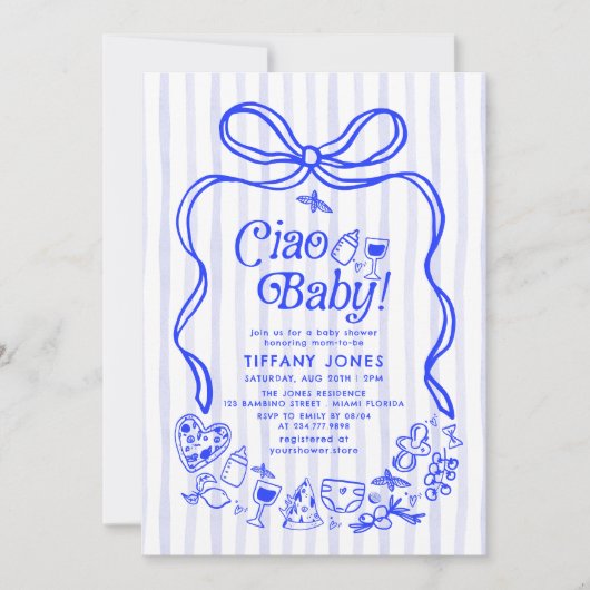Ciao Baby Blauw Italiaans Citroenen Baby shower Kaart (Voorkant)