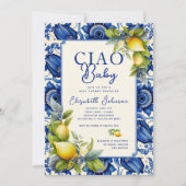 Ciao Baby Blauw Tegel Geel Citroenen Baby shower Kaart (Voorkant)