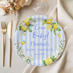 Ciao Baby Blauwe Citroenen Baby Shower Papieren Bo Bordje