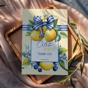 Ciao Baby Blue Boogtegel Citroen Baby Shower Bedankkaart