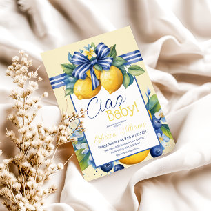 Ciao Baby Blue Bow Tegel Lemon Baby shower Kaart