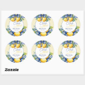Ciao Baby Blue Bow Tegel Lemon Baby shower Ronde Sticker (Vel)