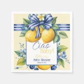 Ciao Baby Blue Bow Tegel Lemon Baby shower Servet (Voorkant)