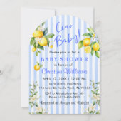 Ciao Baby Blue Citrus Lemon Baby Shower Invitation Kaart (Voorkant)