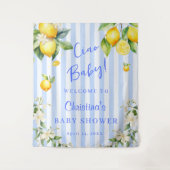 Ciao Baby Blue Citrus Lemons Baby Shower Backdrop Wandkleed (Voorkant)