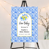 Ciao Baby, Blue Tiles And Lemons Baby Welcome Sign Poster
