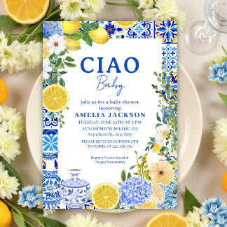 Ciao Baby Citroen zomer Mediterrane Baby shower Kaart