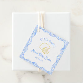 Ciao Baby! Citroenblauw Italiaans Baby shower Bedankjes Labels