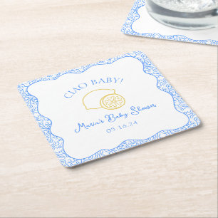 Ciao Baby! Citroenblauw Italiaans Baby shower Kartonnen Onderzetters