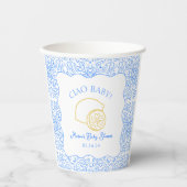 Ciao Baby! Citroenblauw Italiaans Baby shower Papieren Bekers (Voorkant)