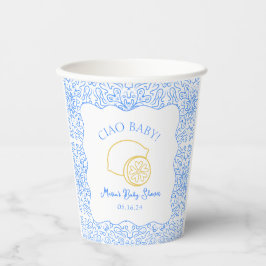 Ciao Baby! Citroenblauw Italiaans Baby shower Papieren Bekers