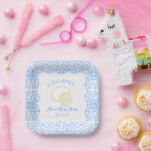 Ciao Baby! Citroenblauw Italiaans Baby shower Papieren Bordje (Feest)