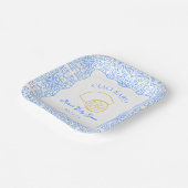 Ciao Baby! Citroenblauw Italiaans Baby shower Papieren Bordje (Gebogen)