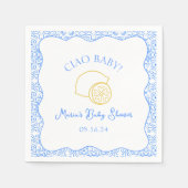 Ciao Baby! Citroenblauw Italiaans Baby shower Servet (Voorkant)