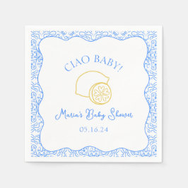 Ciao Baby! Citroenblauw Italiaans Baby shower Servet