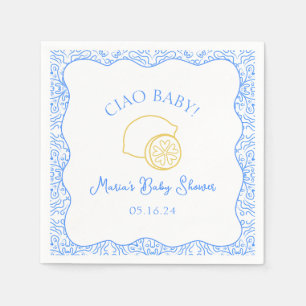Ciao Baby! Citroenblauw Italiaans Baby shower Servet