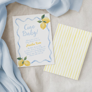 Ciao Baby Citroenen, Italiaanse Baby Shower Blauw  Kaart