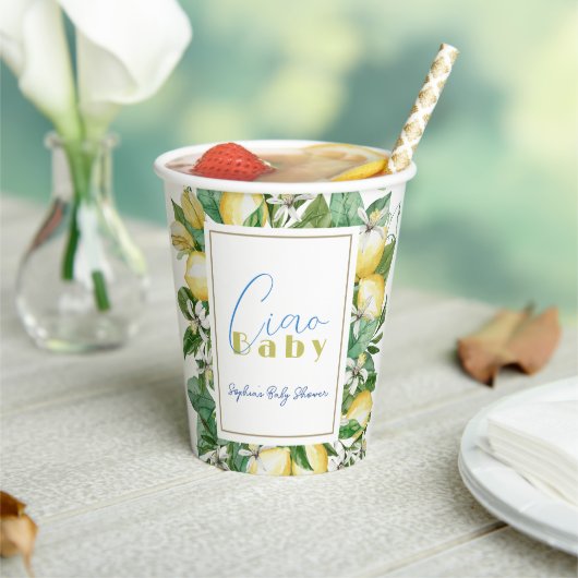 Ciao Baby Citrus Lemon Baby shower Papieren Bekers (Insitu)